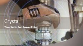  Presentation with pipes - Cool new theme with blueprint against close up of hand repairing pipes backdrop and a gray colored foreground