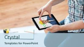  Presentation with computer repair - Presentation design enhanced with blueprint and pencil having video background and a  colored foreground