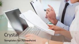  Presentation with managers - Theme enhanced with blueprint document to an electronic background and a coral colored foreground