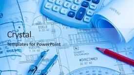  Presentation with blueprint - Cool new presentation theme with blueprint for a house drawings backdrop and a light blue colored foreground