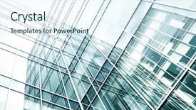  Presentation with modern building - Beautiful slide set featuring blueprint money - modern glass silhouettes of building backdrop and a sky blue colored foreground