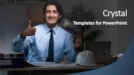  Presentation with awards night - Audience pleasing slide deck consisting of blueprint money - young male architect working night backdrop and a dark gray colored foreground