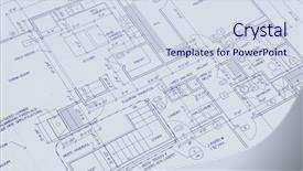  Presentation with blueprint - Presentation theme consisting of blueprint of a house background and a sky blue colored foreground