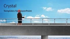  Presentation with bridge concrete - Slides with blueprint on concrete bridge background and a light blue colored foreground