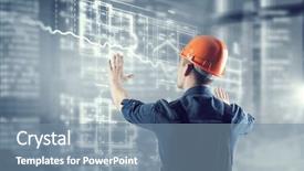  Presentation with builder - Amazing slides having blueprint perspective - builder man draw project mixed backdrop and a seafoam green colored foreground