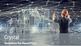  Presentation with builder - Slide deck consisting of blueprint perspective - builder man draw project mixed background and a gray colored foreground