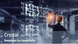  Presentation with man and woman divorce drawing - Theme featuring blueprint perspective - builder man draw project background and a ocean colored foreground