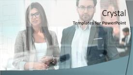  Presentation with confident - Colorful theme enhanced with blueprint perspective - confident business colleagues standing backdrop and a  colored foreground