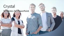  Presentation with forward - Beautiful slide set featuring blueprint perspective - young business team looks forward backdrop and a  colored foreground