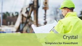  Presentation with blueprint - PPT theme having blueprint plan at construction background and a yellow colored foreground