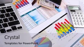  Presentation with graphing paper - Presentation design having blueprint profit - financial paper charts and graphs background and a light gray colored foreground
