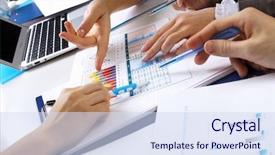  Presentation with financial - Cool new theme with blueprint profit - financial paper charts and graphs backdrop and a sky blue colored foreground