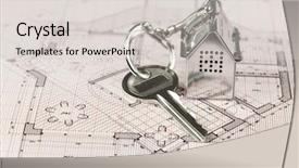  Presentation with house key - Amazing slides having blueprint profit - key with keychain backdrop and a light gray colored foreground