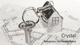  Presentation with house key - Audience pleasing PPT layouts consisting of blueprint profit - key with keychain backdrop and a light gray colored foreground