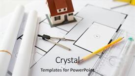  Presentation with architecture home - Theme consisting of blueprint with living house background and a light gray colored foreground