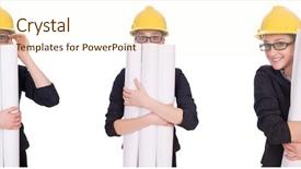  Presentation with brown sugar isolated on white - Slide set featuring blueprints - female architect with blueprint isolated background and a cream colored foreground