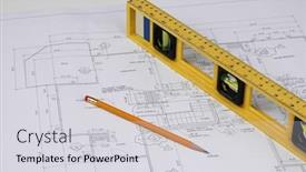  Presentation with level up - Slide deck enhanced with blueprints-pencil-and-level background and a light gray colored foreground