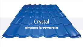  Presentation with tile - PPT theme featuring blueroofs - blue metal tile isolated background and a ocean colored foreground