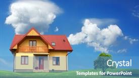  Presentation with architecture home - Audience pleasing theme consisting of blueroofs - new single family home residential backdrop and a teal colored foreground