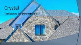  Presentation with house window - Slide deck with blueroofs - roof of the house background and a  colored foreground