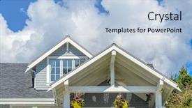  Presentation with house roof and roofing business - Amazing PPT theme having blueroofs - roof of the house backdrop and a  colored foreground