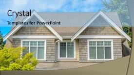  Presentation with house window - PPT layouts enhanced with blueroofs - roof of the house background and a light blue colored foreground