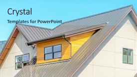  Presentation with house roof and roofing business - Colorful PPT theme enhanced with blueroofs - roof of the house backdrop and a arctic colored foreground