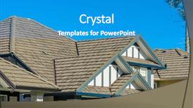  Presentation with house window - PPT layouts featuring blueroofs - roof of the house background and a teal colored foreground