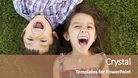  Presentation with sister - Presentation theme featuring blues brothers - brother and sister playing outside background and a coral colored foreground