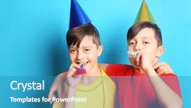  Presentation with cute birthday - Slide deck enhanced with blues brothers - cute birthday boys with party background and a teal colored foreground