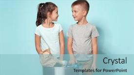  Presentation with bin - Audience pleasing slides consisting of blues brothers - little children with litter bin backdrop and a light blue colored foreground