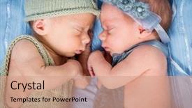  Presentation with sleeping - Theme consisting of blues brothers - newborn twins - a boy background and a coral colored foreground