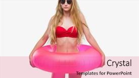  Presentation with teenager development - Slide set featuring blues clues - blonde teenager woman wearing bikini background and a coral colored foreground