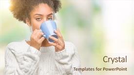  Presentation with american craftsmanship - Beautiful presentation theme featuring blues clues - young afro american woman driking backdrop and a  colored foreground