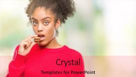  Presentation with afro - PPT layouts with blues clues - young afro american woman eating background and a  colored foreground