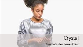  Presentation with afro caribbean - Beautiful PPT layouts featuring blues clues - young afro american woman texting backdrop and a  colored foreground
