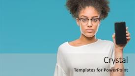  Presentation with afro caribbean - Colorful PPT theme enhanced with blues clues - young beautiful afro american showing backdrop and a  colored foreground