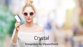  Presentation with smart card - Theme having blues clues - young beautiful blonde woman holding background and a lemonade colored foreground