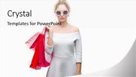  Presentation with blonde holding magnifying glass - PPT theme consisting of blues clues - young beautiful blonde woman holding background and a sky blue colored foreground