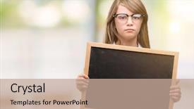  Presentation with blackboard - Beautiful slides featuring blues clues - young blonde child holding blackboard backdrop and a coral colored foreground