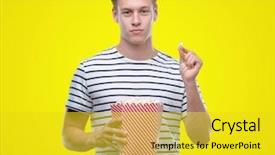  Presentation with eating - Presentation design featuring blues clues - young handsome blond man eating background and a yellow colored foreground