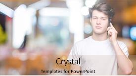  Presentation with young man on the phone - Amazing PPT layouts having blues clues - young man talking on smartphone backdrop and a  colored foreground