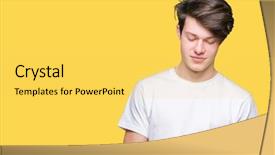  Presentation with face expression recognition - Slide deck enhanced with blues clues - young man using smartphone background and a  colored foreground