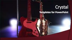  Presentation with guitar - Slides having blues music - beautiful golden saxophone and guitar background and a black colored foreground