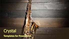  Presentation with beautiful golf courses - Presentation design consisting of blues music - beautiful golden saxophone on wooden background and a tawny brown colored foreground