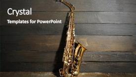  Presentation with beautiful golf courses - Amazing presentation design having blues music - beautiful golden saxophone on wooden backdrop and a dark gray colored foreground