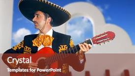  Presentation with music mariachi - Amazing PPT theme having blues music - charro mariachi singer playing guitar backdrop and a tawny brown colored foreground
