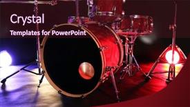  Presentation with cable drum - Audience pleasing PPT theme consisting of blues music - drum set on a stage backdrop and a wine colored foreground