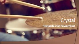  Presentation with drums - Amazing presentation theme having blues music - drums conceptual image backdrop and a coral colored foreground