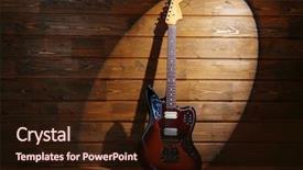  Presentation with electric guitar - Cool new slide deck with blues music - electric guitar on wooden background backdrop and a wine colored foreground